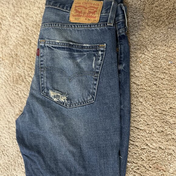Men's Levi's 511 Distressed Jeans 36 x 34 - Picture 2 of 3